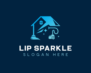 Vacuum Cleaning Sparkling House logo design