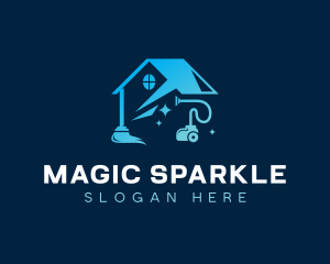 Vacuum Cleaning Sparkling House logo design