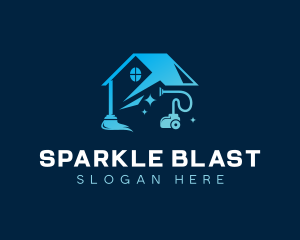 Vacuum Cleaning Sparkling House logo design