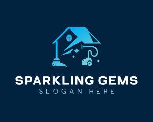 Vacuum Cleaning Sparkling House logo design