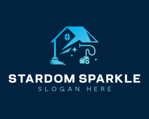 Vacuum Cleaning Sparkling House logo design