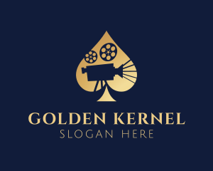 Gold Film Camera Spade logo design