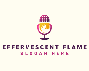 Flaming Mic Podcast logo design