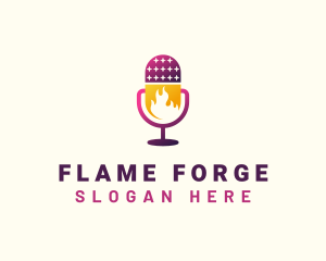 Flaming Mic Podcast logo design