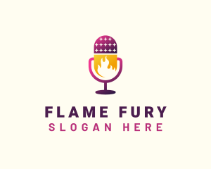 Flaming Mic Podcast logo design