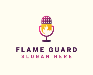 Flaming Mic Podcast logo design