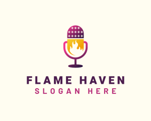 Flaming Mic Podcast logo design