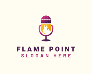 Flaming Mic Podcast logo design