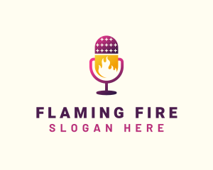 Flaming Mic Podcast logo design