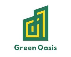 Abstract Green Yellow House logo design