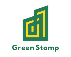 Abstract Green Yellow House logo design