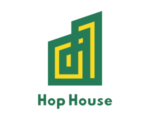 Abstract Green Yellow House logo design