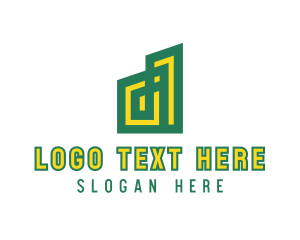 Abstract Green Yellow House logo