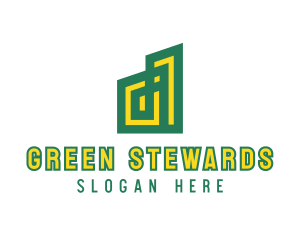 Abstract Green Yellow House logo design