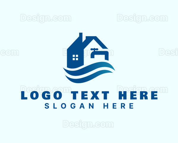 House Wave Faucet Handyman Logo