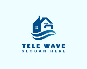 House Wave Faucet Handyman logo design