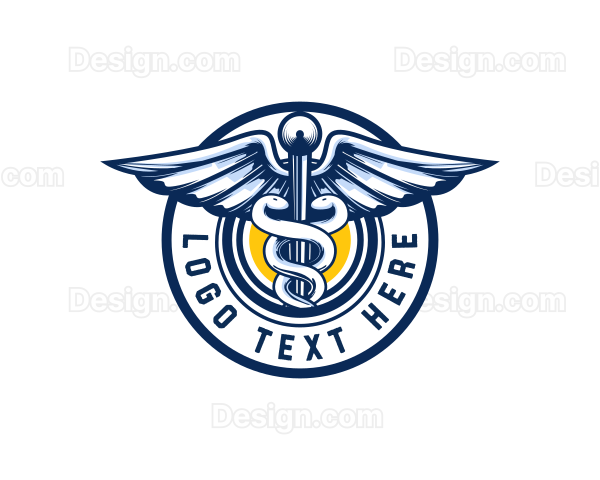 Medical Caduceus Staff Logo