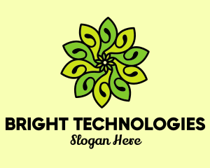 Organic Bright Green Flower logo