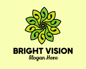 Organic Bright Green Flower logo design