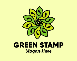 Organic Bright Green Flower logo design