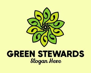 Organic Bright Green Flower logo design