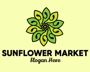 Organic Bright Green Flower logo design