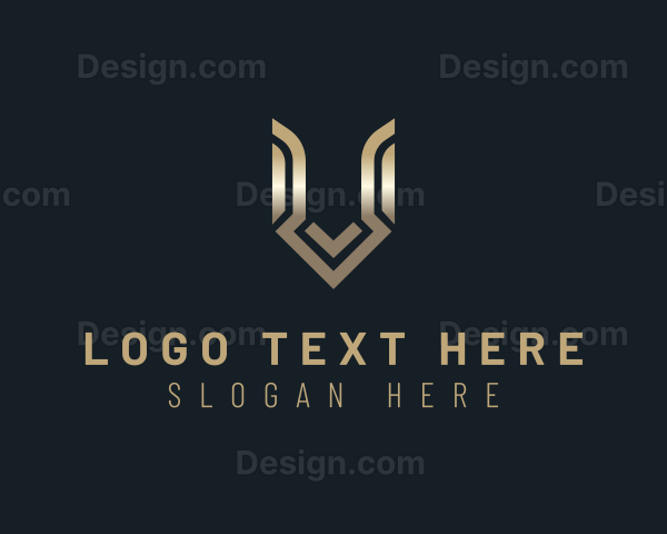 Metallic Gradient Arrow Letter V Logo