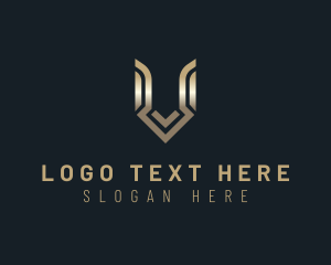 Metallic Gradient Arrow Letter V logo