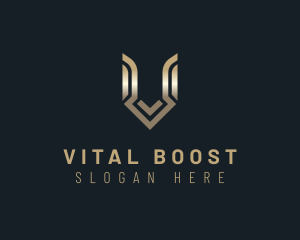 Metallic Gradient Arrow Letter V logo design