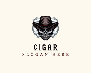 Skull Hat Smoking logo design