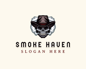 Skull Hat Smoking logo design