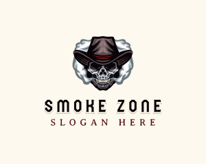 Skull Hat Smoking logo design