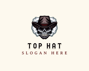 Skull Hat Smoking logo design