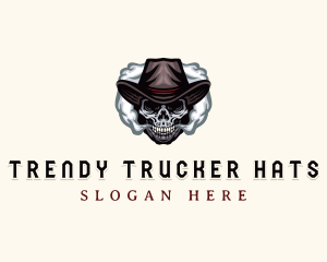 Skull Hat Smoking logo design