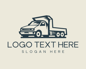 Retro Flatbed Truck Transport logo