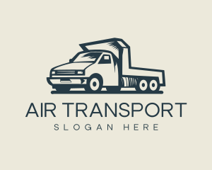 Retro Flatbed Truck Transport logo design