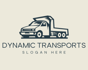 Retro Flatbed Truck Transport logo design