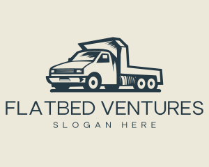 Retro Flatbed Truck Transport logo design