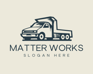 Retro Flatbed Truck Transport logo design