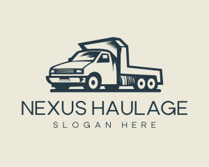 Retro Flatbed Truck Transport logo design