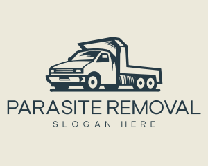 Retro Flatbed Truck Transport logo design