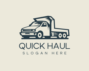 Retro Flatbed Truck Transport logo design