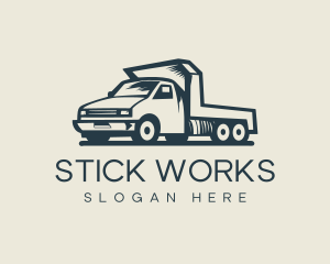 Retro Flatbed Truck Transport logo design