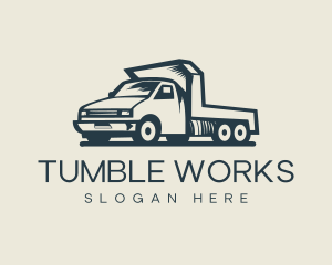 Retro Flatbed Truck Transport logo design