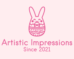 Pink Easter Egg Bunny  logo design