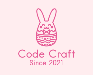 Pink Easter Egg Bunny  logo design