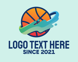 Shooting - Colorful Basketball Fluid logo design
