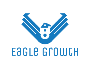 Blue Robotic Mechanical Eagle logo design