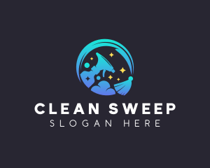 Broom Disinfection Cleaning logo design