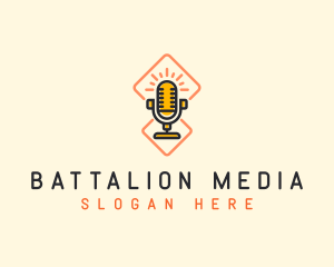 Podcast Media Microphone logo design